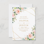 pink blush floral geometric save the date card (Front)