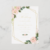Pink Blush Floral Geometric Wedding Foil Invitation (Standing Front)