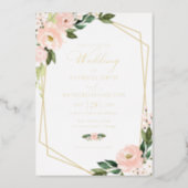 Pink Blush Floral Geometric Wedding Foil Invitation (Front)