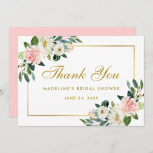 Pink Blush Floral Gold Bridal Shower Thanks P Invitation