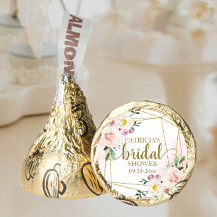 Pink Blush Floral Gold Geometric Bridal Shower Hershey®'s Kisses®