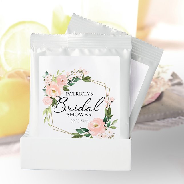 Pink Blush Floral Gold Geometric Bridal Shower Lemonade Drink Mix (Creator Uploaded)
