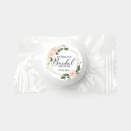 Pink Blush Floral Gold Geometric Bridal Shower Life Saver Mints