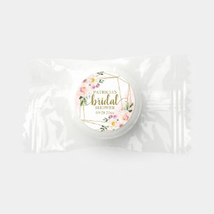 Pink Blush Floral Gold Geometric Bridal Shower Life Saver® Mints