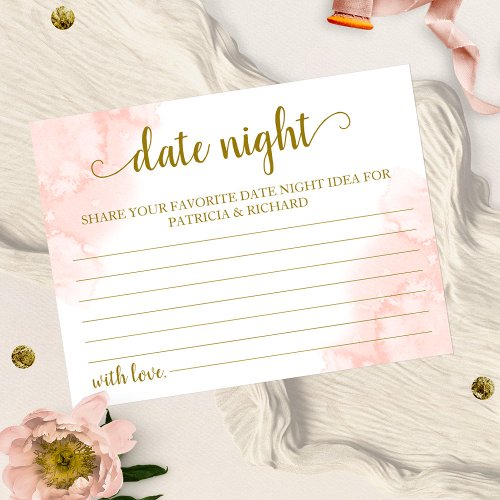 Pink Blush Floral Gold Geometric Date Night Idea Postcard