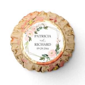 Pink Blush Floral Gold Geometric Wedding Reese's Peanut Butter Cups