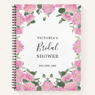 Pink Blush Floral Greenery Bridal Shower Gift List Notebook