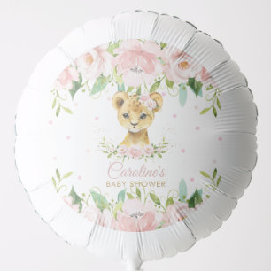 Pink Blush Floral Lion Birthday Baby Shower  Balloon