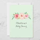 Pink Blush Floral Mint Green Wood Baby Shower Invitation (Front)