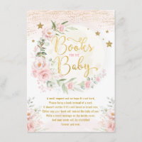 Pink Blush Floral Moon & Stars Books for Baby Girl Enclosure Card