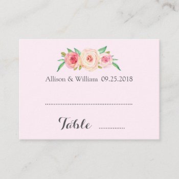 Pink Blush Floral Place Setting Cards by DreamingMindCards at Zazzle