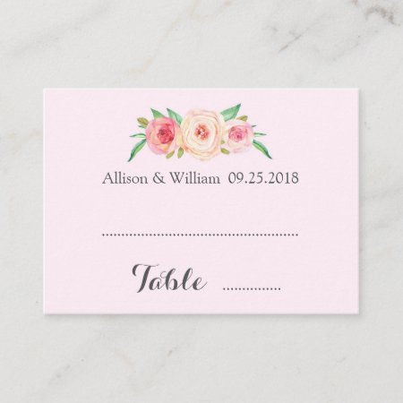 Pink Blush Floral Place Setting Cards