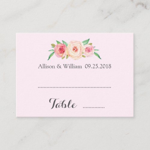 Pink Blush Floral Place Setting Cards