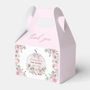 Pink Blush Floral Pumpkin Baby Shower Thank You Favor Boxes