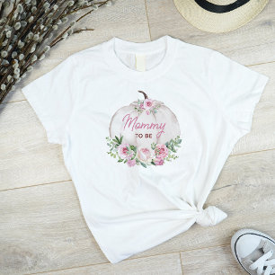 Pink Blush Floral Pumpkin Mommy To Be T-Shirt