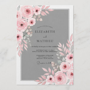 Pink Blush Floral Romantic Wedding Invitation