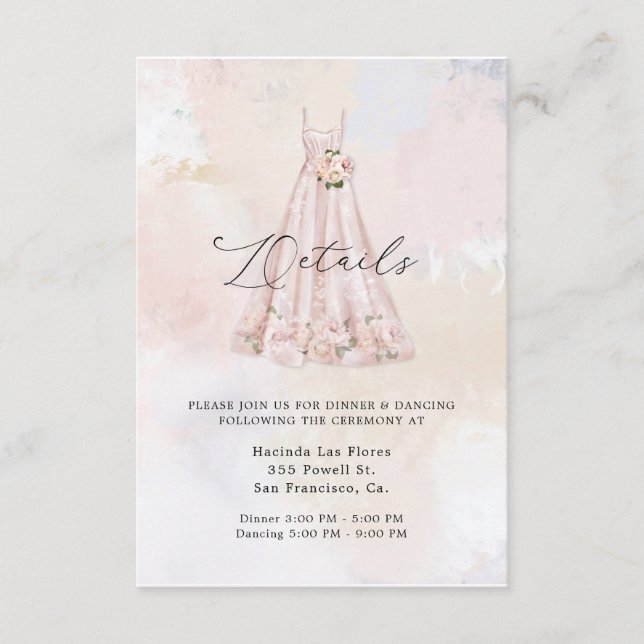 Pink Blush Floral Sweet 16 Details Enclosure Card (Front)