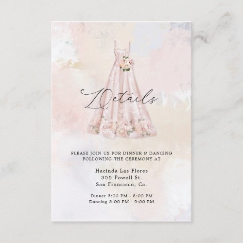 Pink Blush Floral Sweet 16 Details Enclosure Card