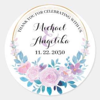 Pink Blush Floral Thank You Sticker Labels Favor