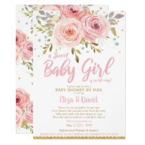 Pink Blush Floral Virtual Baby Shower by Mail Girl Invitation Pink Blush Floral Virtual Baby Shower by Mail Girl Invitation