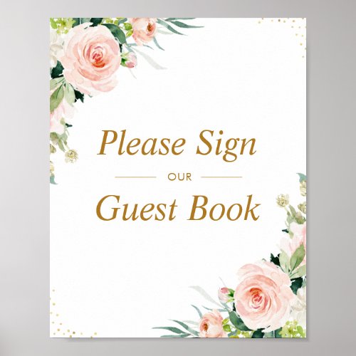 Pink blush floral wedding guestbook sign