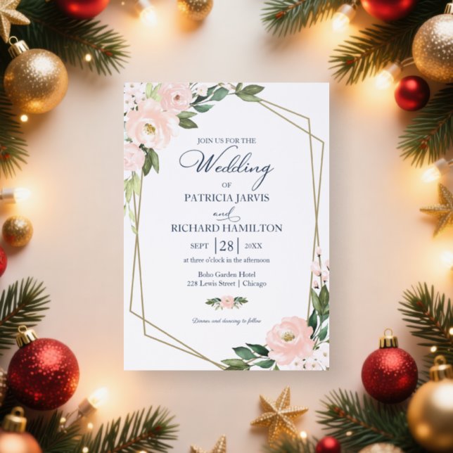 Pink Blush Floral Wedding Invitation (Insitu)