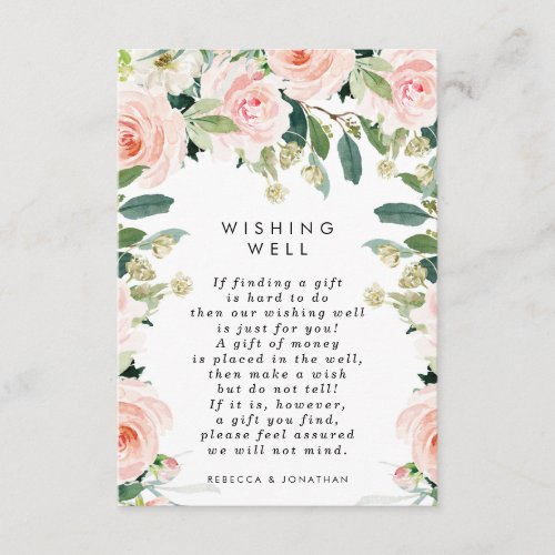 pink blush floral wedding wishing well card