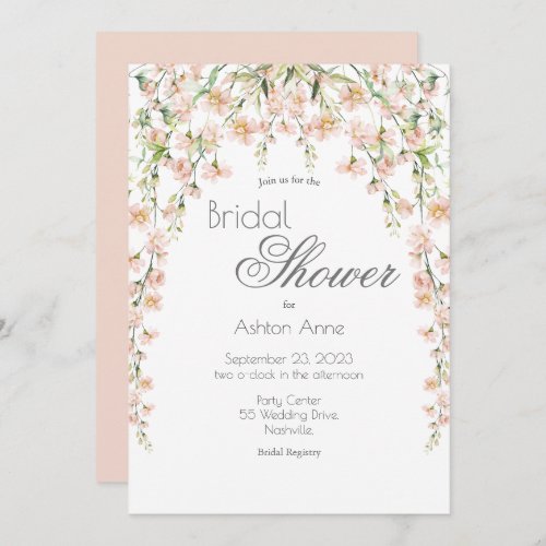 Pink Blush Floral Wildflowers Bridal Shower Invitation