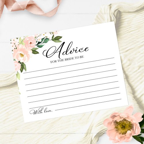 Pink Blush Flowers Bridal Shower Advice Cards