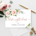 Pink Blush Flowers Bridal Shower Date Night Idea Advice Card<br><div class="desc">Pink Blush Flowers Bridal Shower Date Night Idea Advice Card.</div>