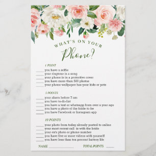 Pink Blush Flowers Greenery Bridal Shower Game