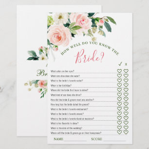 Pink Blush Flowers Greenery Bridal Shower Game