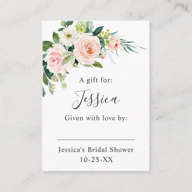 Pink Blush Flowers Greenery Display Shower Enclosure Card (Front)