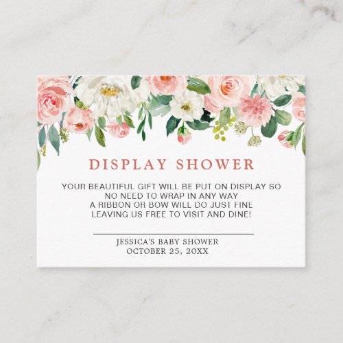 Pink Blush Flowers Greenery Floral Display Shower Enclosure Card