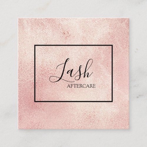 Pink Blush Foil Minimalist Elegant Lash Aftercare Square Business Card