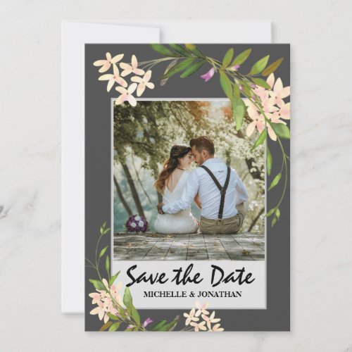 Pink Blush Garden Flowers Greenery Photograph  Save The Date