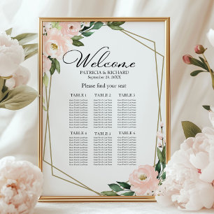 Pink Blush Geometric Wedding Seating Chart