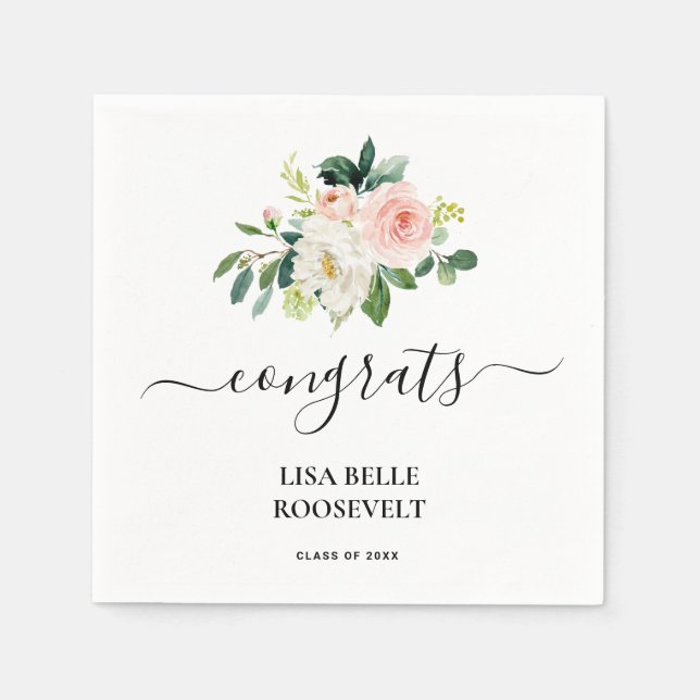 Pink Blush Girl Graduation  Napkins (Front)