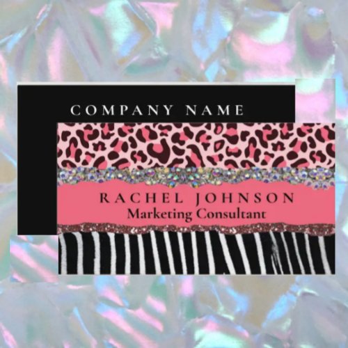 Pink Blush Girly Modern Feminine Glam Retro Business Card