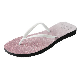 Pink Blush Glitter Gradient Mrs. Married Flip Flops