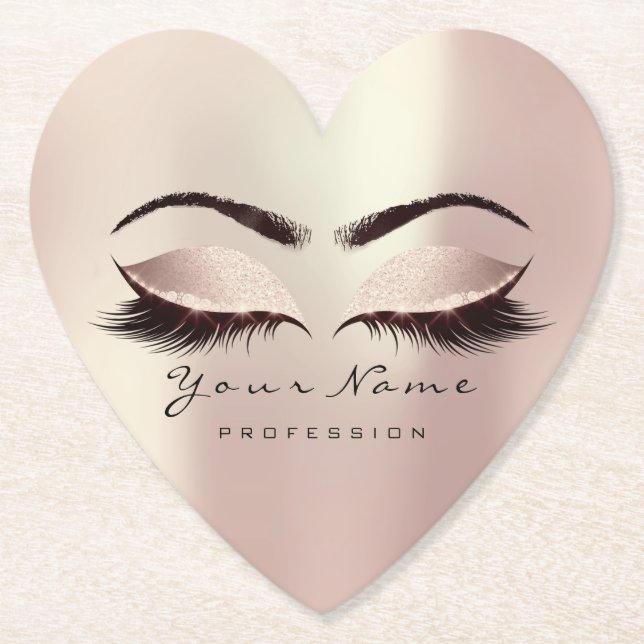 Pink Blush Glitter Makeup Artist Lashes Extension Paper Coaster (Front)