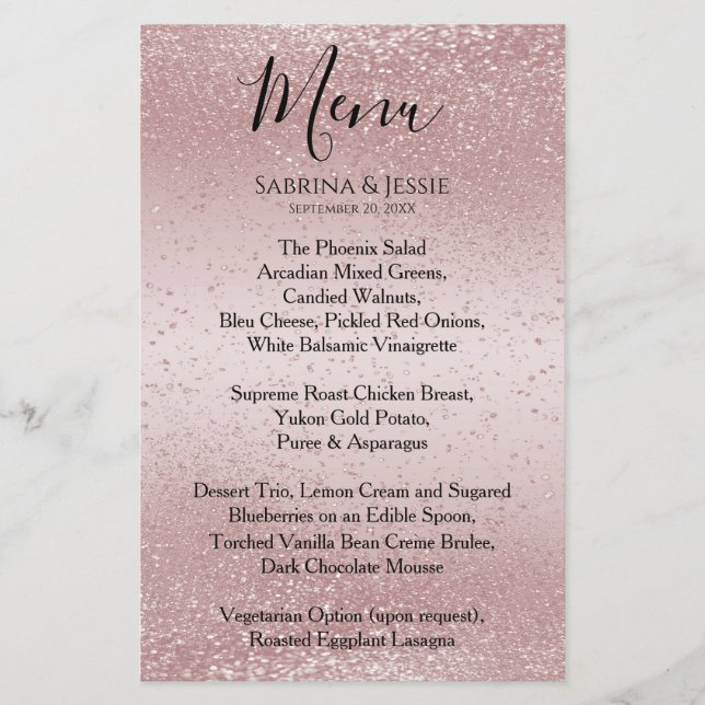 Pink Blush Glitter - Menu (Front)
