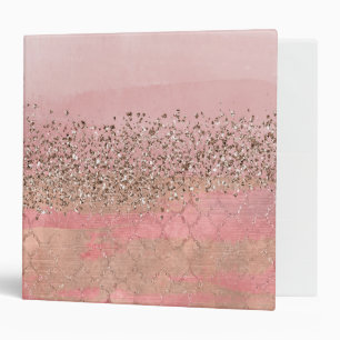 Pink Blush Glitter Moroccan Indian Princess Glam 3 Ring Binder
