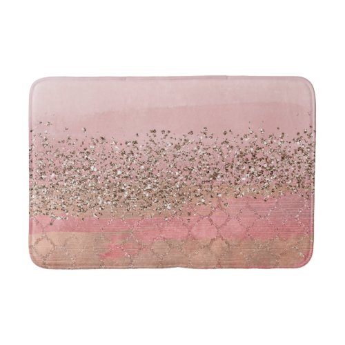 Pink Blush Glitter Moroccan Indian Princess Glam Bath Mat