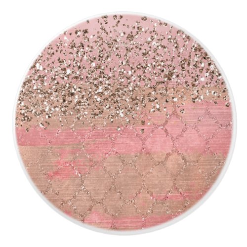 Pink Blush Glitter Moroccan Indian Princess Glam Ceramic Knob