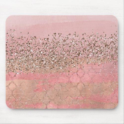 Pink Blush Glitter Moroccan Indian Princess Glam Mouse Pad