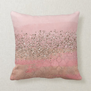 Pink Blush Glitter Moroccan Indian Princess Glam Throw Pillow