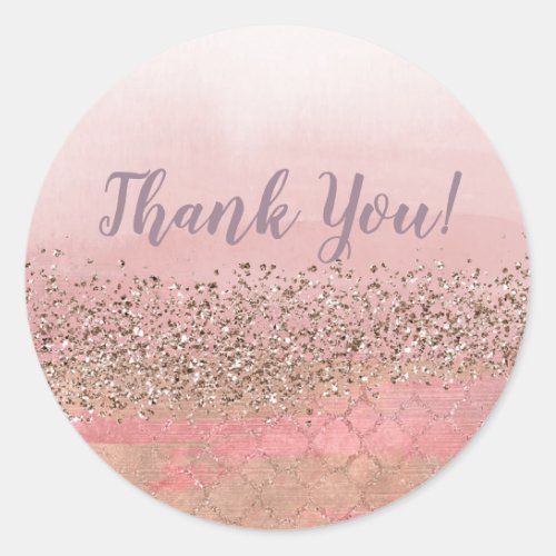 Pink Blush Glitter Moroccan Indian Princess Party Classic Round Sticker