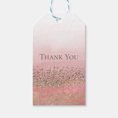 Pink Blush Glitter Moroccan Indian Princess Party Gift Tags