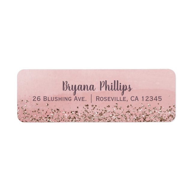 Pink Blush Glitter Moroccan Indian Princess Party Label (Front)